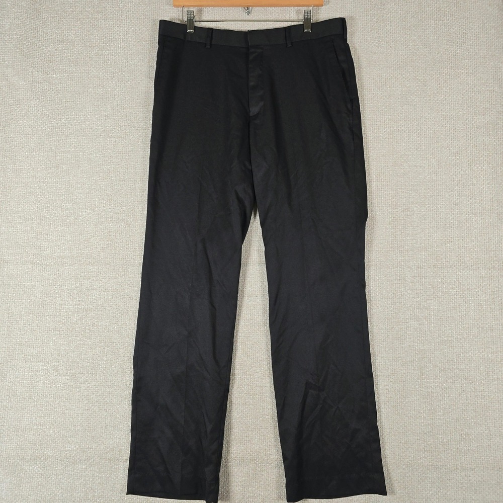 PGA Tour Mens Golf Pants Black Stretch Straight‎ Leg Trousers 34x32 (Fits 34x31)